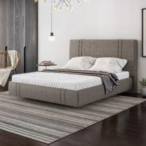Cama Casal Flutuante 138cm com Cabeceira Romana Linho Cama Casal Flutuante 138cm com Cabeceira Romana Linho