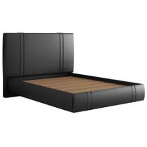 Cama Casal Flutuante Com Cabeceira 140cm Astra W01 Facto Preto Lyam Decor