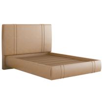 Cama Casal Flutuante Com Cabeceira 140cm Astra W01 material sintético Fendi Lyam Decor Cama Casal Flutuante Com Cabeceira 140cm Astra W01 material sintético Fendi Lyam Decor