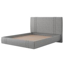 Cama Casal Flutuante Com Cabeceira 140cm Lyra S05 Linho Cinza - Mpozenato