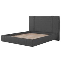 Cama Casal Flutuante Com Cabeceira 140cm Lyra S05 Linho Preto - Mpozenato