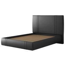 Cama Casal Flutuante Com Cabeceira 140cm Lyra Sintético Preto S05 - Mpozenato Cama Casal Flutuante Com Cabeceira 140cm Lyra Sintético Preto S05 - Mpozenato