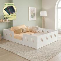 Cama Casal Helena para Quarto + Lousa Mágica Infantil para Desenho e Diversão - Branco Cama Casal Helena para Quarto + Lousa Mágica Infantil para Desenho e Diversão - Branco