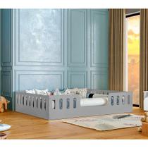 Cama Casal Infantil com Cercado Cinza Helo