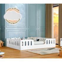 Cama Casal Infantil Montessoriana Helo Branco Acompanha Luminária Led - BABY MOBILIA