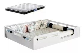 Cama Casal Infantil Montissoriana 100% Mdf + Colchão 188x138 + 2 TRAVESSEIROS PRODOMIR PROBEL
