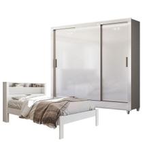 Cama Casal Invicta Com Guarda Roupa Italia Branco Brilho- Santos Andirá Cama Casal Invicta Com Guarda Roupa Italia Branco Brilho- Santos Andirá