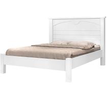 Cama Casal J&A Móveis Lion em 100% MDF para colchão com largura de 138 cm estrada em madeira Branca Cama Casal J&A Móveis Lion em 100% MDF para colchão com largura de 138 cm estrada em madeira Branca