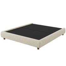 Cama Casal Japonesa Pés Madeira 154cm Firenze Bouclé Off White - Nexta Casa Cama Casal Japonesa Pés Madeira 154cm Firenze Bouclé Off White - Nexta Casa