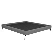 Cama Casal King 199cm Pés Metálicos Elisa S05 Linho Cinza - Mpozenato