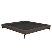 Cama Casal King 199cm Pés Metálicos Elisa S05 Linho Marrom