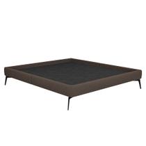 Cama Casal King 199cm Pés Metálicos Elisa S05 Linho Marrom - Mpozenato