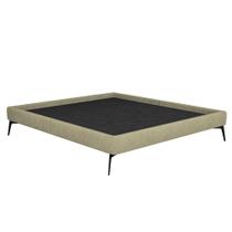 Cama Casal King 199cm Pés Metálicos Elisa S05 Veludo Bege - Mpozenato