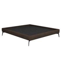 Cama Casal King 199cm Pés Metálicos Elisa S05 Veludo Marrom - Mpozenato