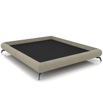 Cama Casal King Base Box Pés de Ferro Estilo Industrial 210cm Otto P05 Linho Bege Escuro - Lyam Decor