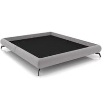Cama Casal King Base Box Pés De Ferro Estilo Industrial 210cm Otto P05 Veludo Cinza - Lyam Decor Cama Casal King Base Box Pés De Ferro Estilo Industrial 210cm Otto P05 Veludo Cinza - Lyam Decor