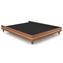 Cama Casal King Base Box Pés Madeira 203cm Suném P05 material sintético Whisky Bouclê Cru - Lyam Decor
