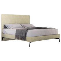 Cama Casal King Com Cabeceira 199cm Pés Metálicos Elisa S05 Veludo Bege