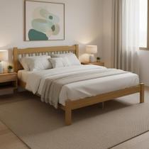 Cama Casal King Pérola Madeira Maciça Resistente Nogueira
