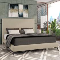 Cama Casal King Pés de Ferro Estilo Industrial 210cm Otto P05 Veludo Bege - Lyam Decor Cama Casal King Pés de Ferro Estilo Industrial 210cm Otto P05 Veludo Bege - Lyam Decor