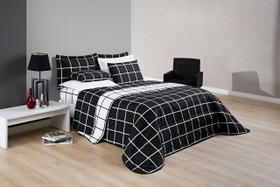 Cama Casal King Xadrez 200 Fios Seda - Preto