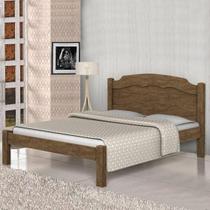 Cama Casal Lais 100% Mdf e Estrado 100% Madeira Basoto - Castanho