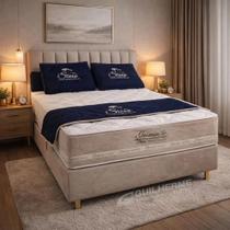 Cama Casal Molas ensacadas Conjunto box Jasmim 1,38 casal padrão Com lateral no tecido Joile(Suede)