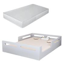Cama Casal Montessoriana Baixa Para Quarto Infantil Com Proteção Lateral em Mdf Com colchão