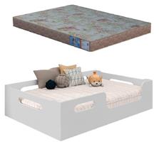 Cama Casal Montessoriana Camila 100% Mdf + Colchão Casal 188x138x12 CM -Branca -Lancamento