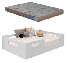 Cama Casal Montessoriana Familia 100% Mdf + Colchão Casal 188x138 -Branca -Lançamento