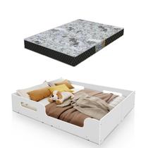 Cama Casal Montessoriana Infantil Princesa Moderna Manina/Manino MDF c/ Colchão Gazin - Branco