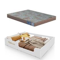 Cama Casal Montessoriana Infantil Princesa Moderna Manina/Manino MDF c/ Colchão Toraflex - Branco