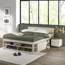 Cama Casal Multifuncional Madeira Maciça Irara CabeCasa MadeiraOriginals Branco/Lavado