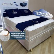 Cama casal Padrão Conjunto Box Jasmim Plus Com lateral no tecido Joile - Sleep Colchão