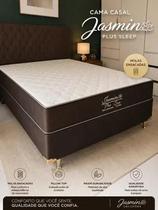 Cama casal Padrão Molas Ensacadas Brinde 2 Travesseiros Conjunto Box Jasmim Plus Com lateral no tecido Veludo Sleep Colchão