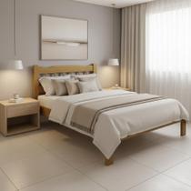 Cama Casal Pérola Madeira Maciça Resistente Nogueira
