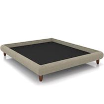 Cama Casal Pés De Madeira 156cm Otto P05 Linho Bege