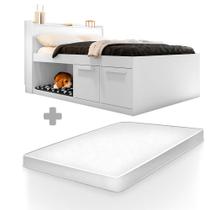 Cama Casal Pet Puppy Branco Framar Com Colchão Casal Hellen Pro Confort