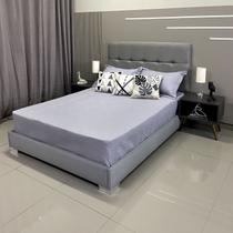 Cama Casal Prática E Versátil, Desmontável Com Cabeceira Berlim Linho Cinza RBL 1,40 X 1,90