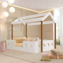 Cama Casal Premium Infantil Casinha Montessoriana Mdf Isa Branca e Mel