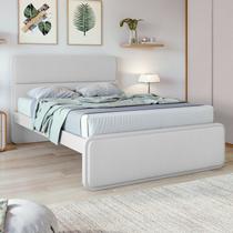 Cama Casal Queen 160cm Loop Branco/Tecido material sintético