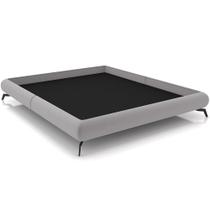 Cama Casal Queen Base Box Pés de Ferro Estilo Industrial 176cm Otto P05 Veludo Cinza - Lyam Decor