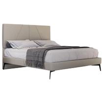 Cama Casal Queen com Cabeceira 165cm Pés Metálicos Elisa S05 Linho Bege - Mpozenato