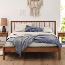 Cama Casal Queen de Madeira Maciça Moderna Apoana Castanho