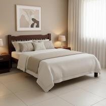 Cama Casal Queen Pérola Madeira Maciça Resistente Castanho