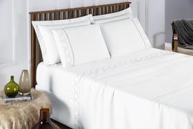 Cama Casal Queen Size Madri Bordado 300 Fios Branco