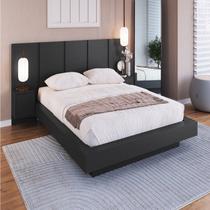 Cama Casal Queen Suspensa, Cabeceira e Mesas de Apoio 140/160 Zurique Cinza/Grafite Cama Casal Queen Suspensa, Cabeceira e Mesas de Apoio 140/160 Zurique Cinza/Grafite