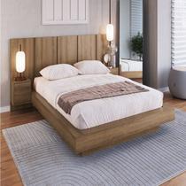 Cama Casal Queen Suspensa, Cabeceira e Mesas de Apoio 140/160 Zurique Marrom/Mel Cama Casal Queen Suspensa, Cabeceira e Mesas de Apoio 140/160 Zurique Marrom/Mel