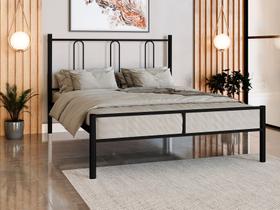 Cama casal tubolar eloa com extrado madeira p/ate 230 kg -para pousada -hotel -reforçada - preto