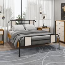 Cama Casal Tubular 145cm x 102cm Sevilha Marrom/Preto/Nature/Off White